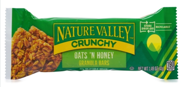 NATURE VALLEY Crunchy 'Oats 'n Honey' Granola Bars 22 gr of Whole Grain 42 gr